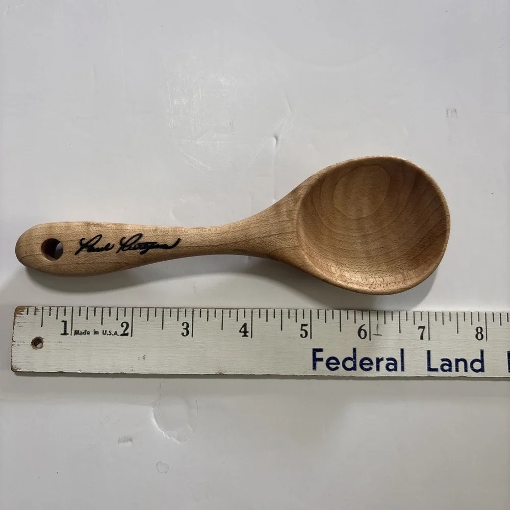 Signed Paul Rutgers Handcrafted Small Wooden Spoon Teaspoon Condiments New